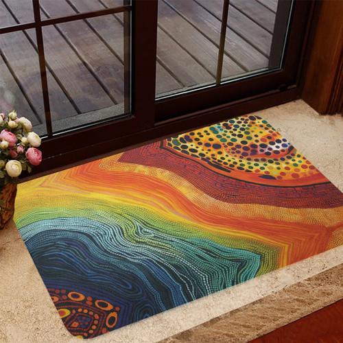 Australia Aboriginal Door Mat - Australian Indigenous Aboriginal Art And Dot Painting Techniques Door Mat Australia Aboriginal Door Mat - Australian Indigenous Aboriginal Art And Dot Painting Techniques Door Mat