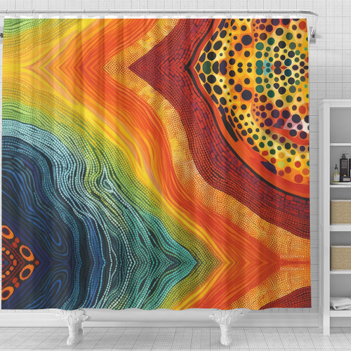 Australia Aboriginal Shower Curtain - Australian Indigenous Aboriginal Art And Dot Painting Techniques Shower Curtain