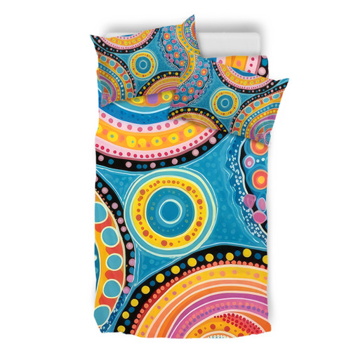 Australia Aboriginal Bedding Set - Dots Art And Colorful Pattern Bedding Set Australia Aboriginal Bedding Set - Dots Art And Colorful Pattern Bedding Set