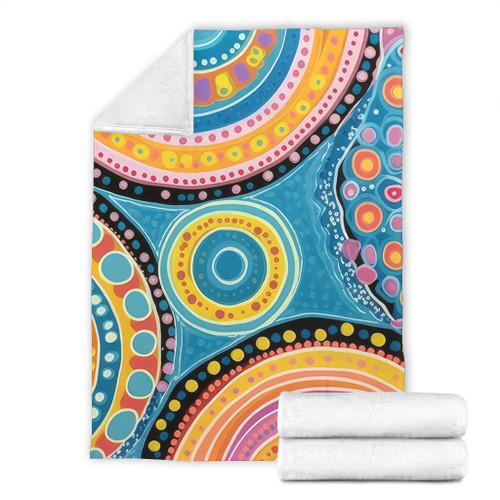 Australia Aboriginal Blanket - Dots Art And Colorful Pattern Blanket