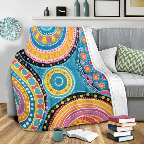 Australia Aboriginal Blanket - Dots Art And Colorful Pattern Blanket