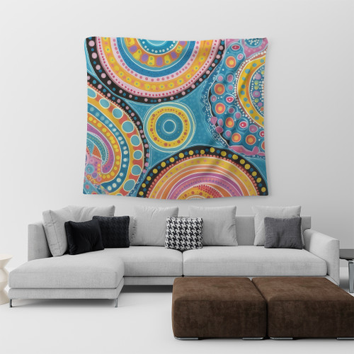 Australia Aboriginal Tapestry - Dots Art And Colorful Pattern Tapestry Australia Aboriginal Tapestry - Dots Art And Colorful Pattern Tapestry