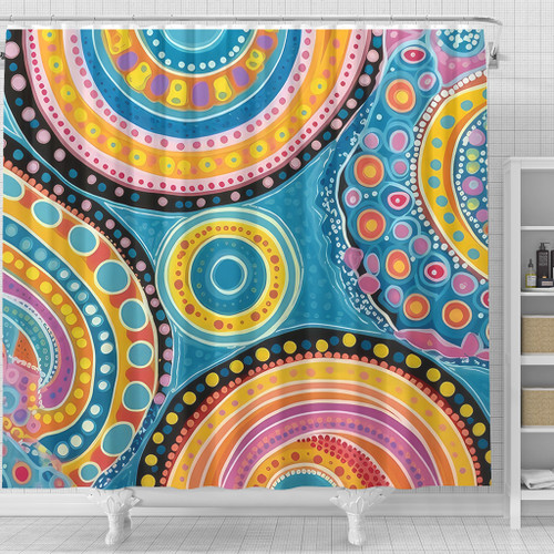 Australia Aboriginal Shower Curtain - Dots Art And Colorful Pattern Shower Curtain