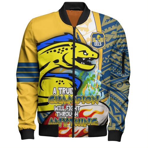 Parramatta Eels Grand Final Bomber Jacket - A True Champion Will Fight Through Anything With Polynesian Patterns
