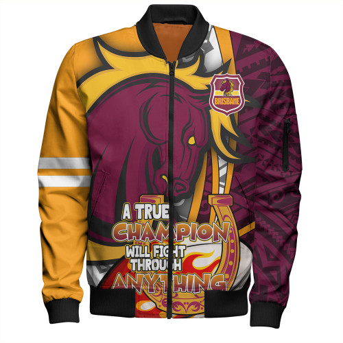 Brisbane Broncos Grand Final Bomber Jacket - A True Champion Will Fight Through Anything With Polynesian Patterns