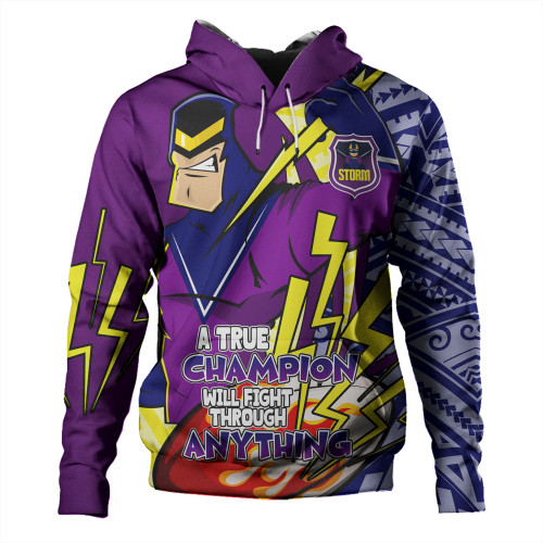 Melbourne Storm Grand Final Hoodie - A True Champion Will Fight Through Anything With Polynesian Patterns