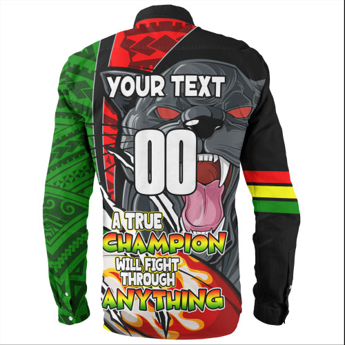 Penrith Panthers Grand Final Long Sleeve Shirt - A True Champion Will Fight Through Anything With Polynesian Patterns Penrith Panthers Grand Final Long Sleeve Shirt - A True Champion Will Fight Through Anything With Polynesian Patterns