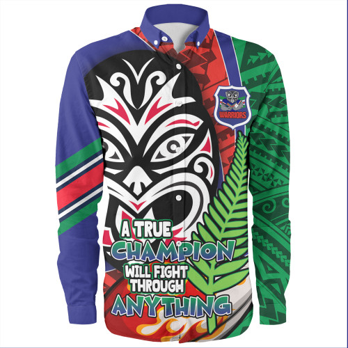 New Zealand Warriors Grand Final Long Sleeve Shirt - A True Champion Will Fight Through Anything With Polynesian Patterns