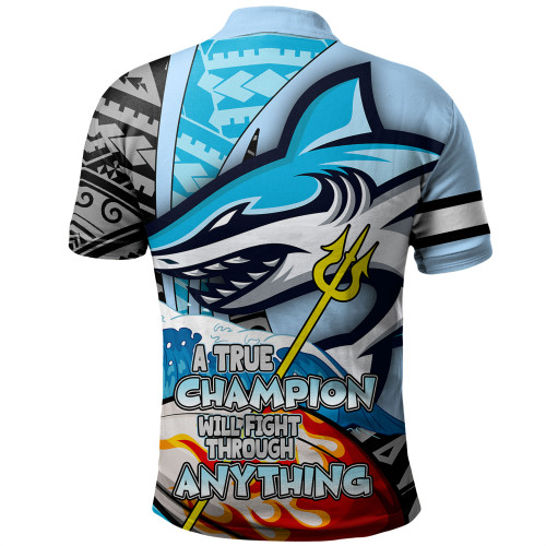 Cronulla-Sutherland Sharks Grand Final Polo Shirt - A True Champion Will Fight Through Anything With Polynesian Patterns Cronulla-Sutherland Sharks Grand Final Polo Shirt - A True Champion Will Fight Through Anything With Polynesian Patterns
