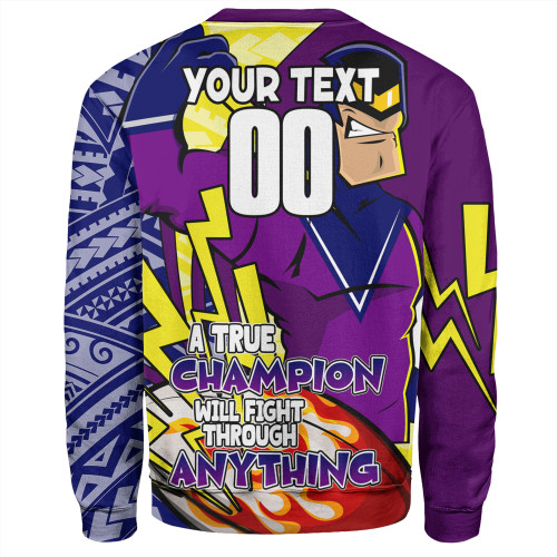 Melbourne Storm Grand Final Sweatshirt - A True Champion Will Fight Through Anything With Polynesian Patterns Melbourne Storm Grand Final Sweatshirt - A True Champion Will Fight Through Anything With Polynesian Patterns