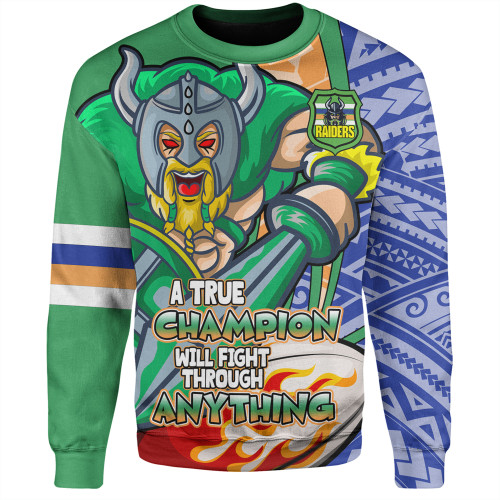 Canberra Raiders Grand Final Sweatshirt - A True Champion Will Fight Through Anything With Polynesian Patterns