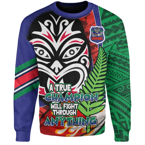 New Zealand Warriors Grand Final Sweatshirt - A True Champion Will Fight Through Anything With Polynesian Patterns