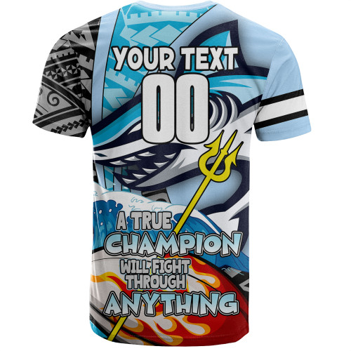 Cronulla-Sutherland Sharks Grand Final T-Shirt - A True Champion Will Fight Through Anything With Polynesian Patterns Cronulla-Sutherland Sharks Grand Final T-Shirt - A True Champion Will Fight Through Anything With Polynesian Patterns