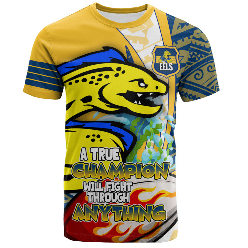 Parramatta Eels Grand Final T-Shirt - A True Champion Will Fight Through Anything With Polynesian Patterns