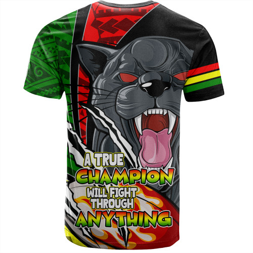 Penrith Panthers Grand Final T-Shirt - A True Champion Will Fight Through Anything With Polynesian Patterns Penrith Panthers Grand Final T-Shirt - A True Champion Will Fight Through Anything With Polynesian Patterns