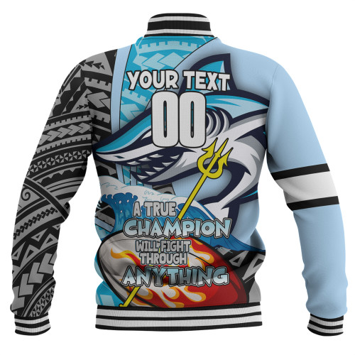 Cronulla-Sutherland Sharks Grand Final Baseball Jacket - A True Champion Will Fight Through Anything With Polynesian Patterns Cronulla-Sutherland Sharks Grand Final Baseball Jacket - A True Champion Will Fight Through Anything With Polynesian Patterns