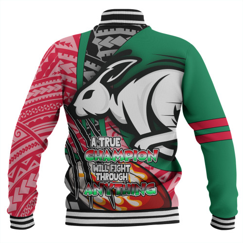 South Sydney Rabbitohs Grand Final Baseball Jacket - A True Champion Will Fight Through Anything With Polynesian Patterns South Sydney Rabbitohs Grand Final Baseball Jacket - A True Champion Will Fight Through Anything With Polynesian Patterns