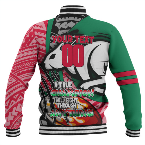 South Sydney Rabbitohs Grand Final Baseball Jacket - A True Champion Will Fight Through Anything With Polynesian Patterns South Sydney Rabbitohs Grand Final Baseball Jacket - A True Champion Will Fight Through Anything With Polynesian Patterns