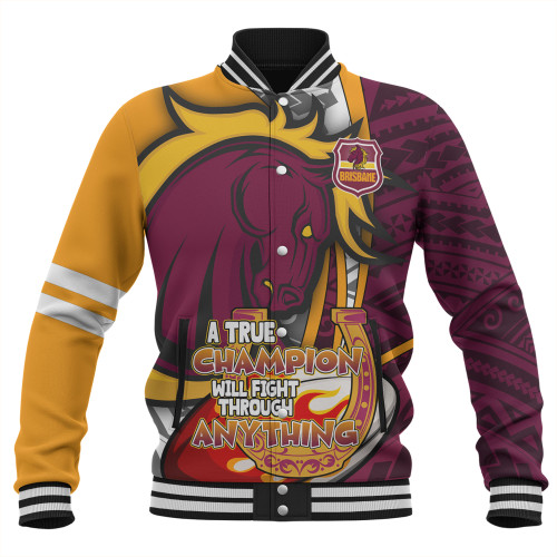 Brisbane Broncos Grand Final Baseball Jacket - A True Champion Will Fight Through Anything With Polynesian Patterns