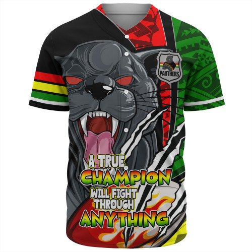 Penrith Panthers Grand Final Baseball Shirt - A True Champion Will Fight Through Anything With Polynesian Patterns
