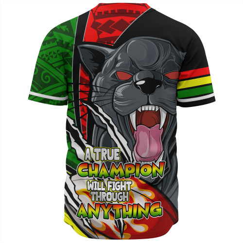 Penrith Panthers Grand Final Baseball Shirt - A True Champion Will Fight Through Anything With Polynesian Patterns Penrith Panthers Grand Final Baseball Shirt - A True Champion Will Fight Through Anything With Polynesian Patterns