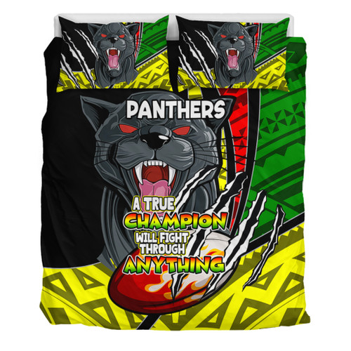 Penrith Panthers Bedding Set - A True Champion Will Fight Through Anything With Polynesian Patterns Penrith Panthers Bedding Set - A True Champion Will Fight Through Anything With Polynesian Patterns