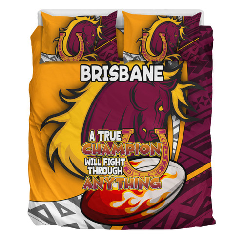 Brisbane Broncos Bedding Set - A True Champion Will Fight Through Anything With Polynesian Patterns Brisbane Broncos Bedding Set - A True Champion Will Fight Through Anything With Polynesian Patterns