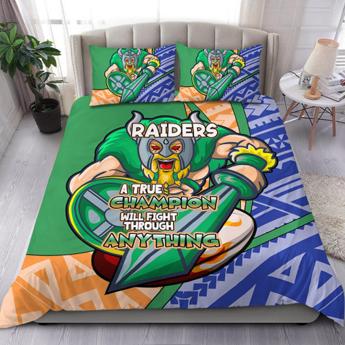 Canberra Raiders Bedding Set - A True Champion Will Fight Through Anything With Polynesian Patterns