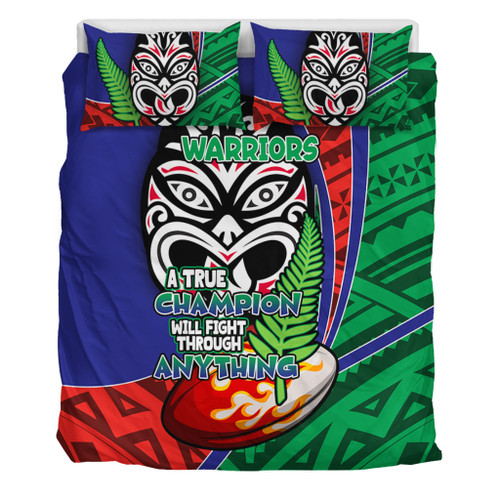 New Zealand Warriors Bedding Set - A True Champion Will Fight Through Anything With Polynesian Patterns New Zealand Warriors Bedding Set - A True Champion Will Fight Through Anything With Polynesian Patterns