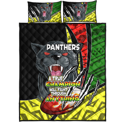 Penrith Panthers Quilt Bed Set - A True Champion Will Fight Through Anything With Polynesian Patterns Penrith Panthers Quilt Bed Set - A True Champion Will Fight Through Anything With Polynesian Patterns