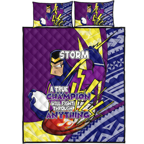 Melbourne Storm Quilt Bed Set - A True Champion Will Fight Through Anything With Polynesian Patterns