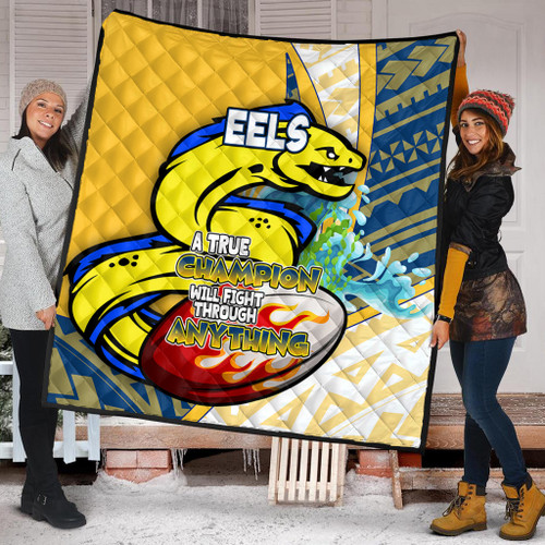 Parramatta Eels Premium Quilt - A True Champion Will Fight Through Anything With Polynesian Patterns Parramatta Eels Premium Quilt - A True Champion Will Fight Through Anything With Polynesian Patterns