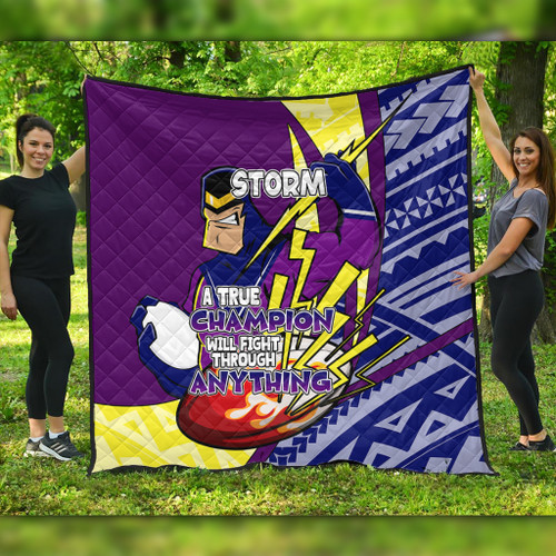 Melbourne Storm Premium Quilt - A True Champion Will Fight Through Anything With Polynesian Patterns