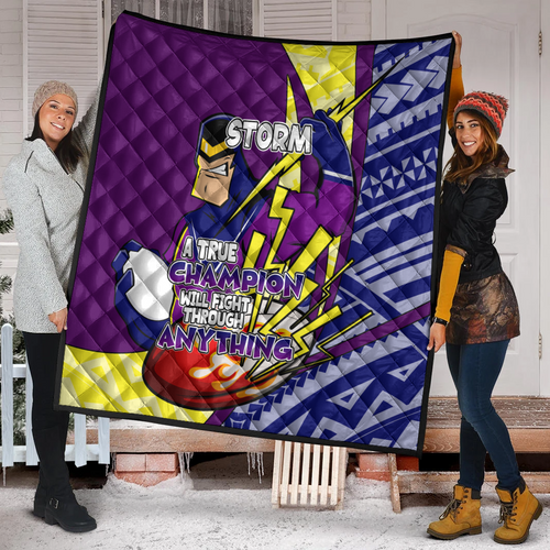 Melbourne Storm Premium Quilt - A True Champion Will Fight Through Anything With Polynesian Patterns