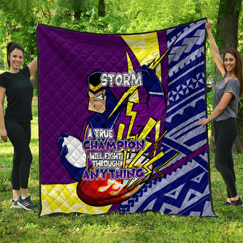 Melbourne Storm Premium Quilt - A True Champion Will Fight Through Anything With Polynesian Patterns