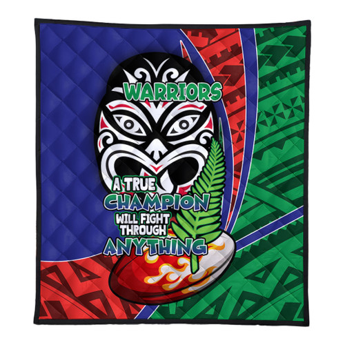 New Zealand Warriors Premium Quilt - A True Champion Will Fight Through Anything With Polynesian Patterns New Zealand Warriors Premium Quilt - A True Champion Will Fight Through Anything With Polynesian Patterns