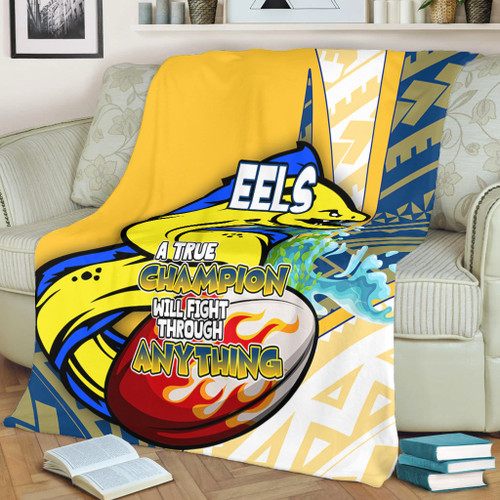Parramatta Eels Premium Blanket - A True Champion Will Fight Through Anything With Polynesian Patterns