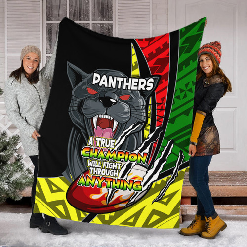 Penrith Panthers Premium Blanket - A True Champion Will Fight Through Anything With Polynesian Patterns Penrith Panthers Premium Blanket - A True Champion Will Fight Through Anything With Polynesian Patterns