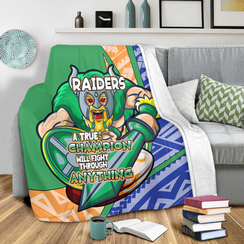 Canberra Raiders Premium Blanket - A True Champion Will Fight Through Anything With Polynesian Patterns Canberra Raiders Premium Blanket - A True Champion Will Fight Through Anything With Polynesian Patterns
