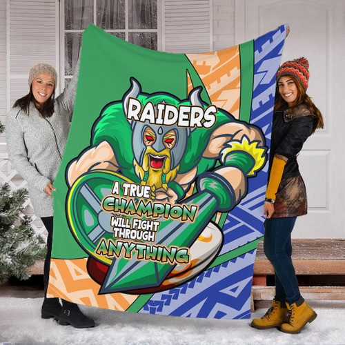 Canberra Raiders Premium Blanket - A True Champion Will Fight Through Anything With Polynesian Patterns Canberra Raiders Premium Blanket - A True Champion Will Fight Through Anything With Polynesian Patterns