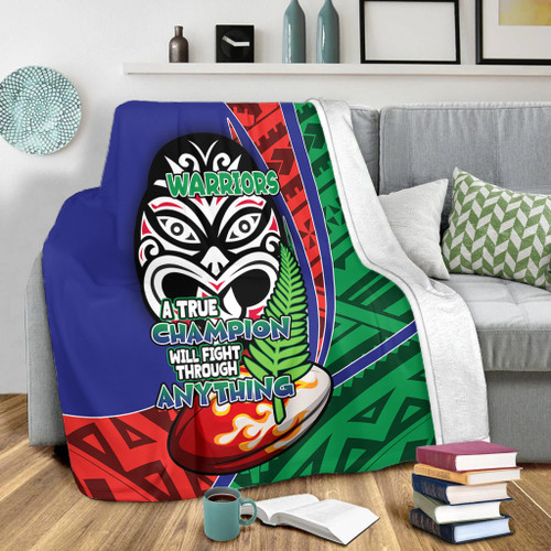 New Zealand Warriors Premium Blanket - A True Champion Will Fight Through Anything With Polynesian Patterns New Zealand Warriors Premium Blanket - A True Champion Will Fight Through Anything With Polynesian Patterns