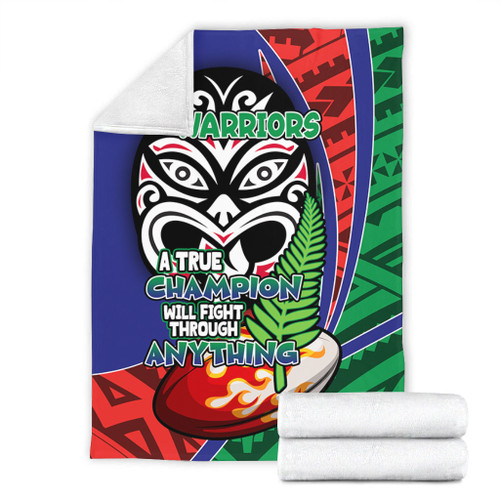 New Zealand Warriors Premium Blanket - A True Champion Will Fight Through Anything With Polynesian Patterns New Zealand Warriors Premium Blanket - A True Champion Will Fight Through Anything With Polynesian Patterns