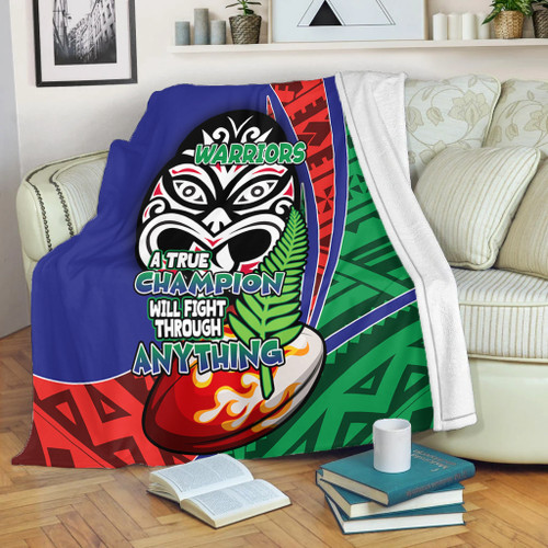 New Zealand Warriors Premium Blanket - A True Champion Will Fight Through Anything With Polynesian Patterns New Zealand Warriors Premium Blanket - A True Champion Will Fight Through Anything With Polynesian Patterns