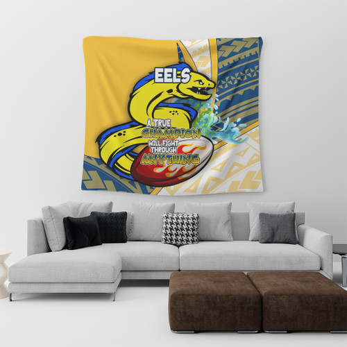 Parramatta Eels Tapestry - A True Champion Will Fight Through Anything With Polynesian Patterns Parramatta Eels Tapestry - A True Champion Will Fight Through Anything With Polynesian Patterns