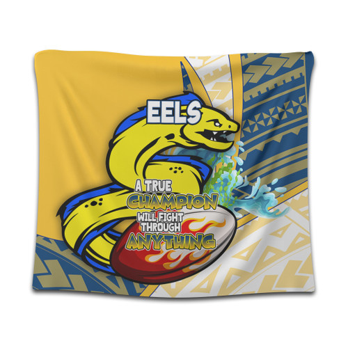 Parramatta Eels Tapestry - A True Champion Will Fight Through Anything With Polynesian Patterns Parramatta Eels Tapestry - A True Champion Will Fight Through Anything With Polynesian Patterns