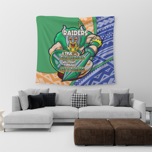 Canberra Raiders Tapestry - A True Champion Will Fight Through Anything With Polynesian Patterns Canberra Raiders Tapestry - A True Champion Will Fight Through Anything With Polynesian Patterns