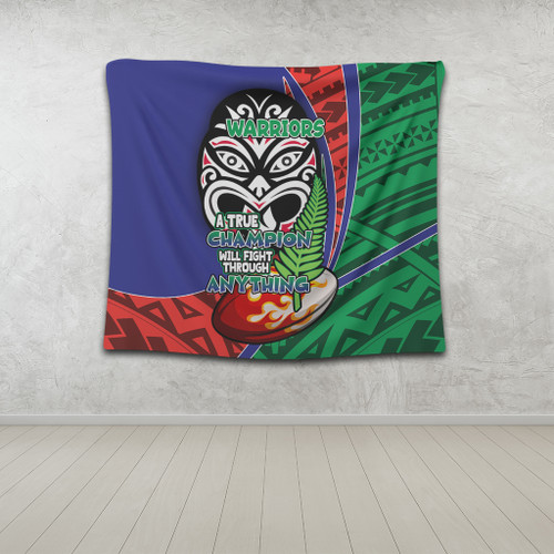 New Zealand Warriors Tapestry - A True Champion Will Fight Through Anything With Polynesian Patterns
