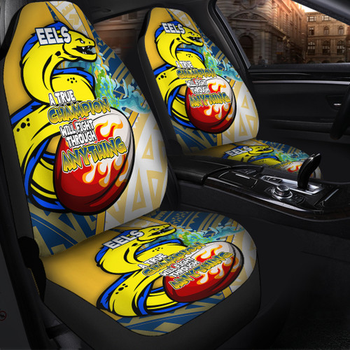 Parramatta Eels Car Seat Covers - A True Champion Will Fight Through Anything With Polynesian Patterns