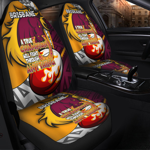 Brisbane Broncos Car Seat Covers - A True Champion Will Fight Through Anything With Polynesian Patterns