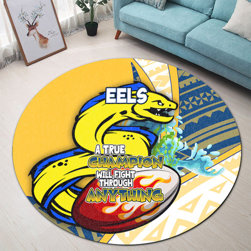 Parramatta Eels Round Rug - A True Champion Will Fight Through Anything With Polynesian Patterns